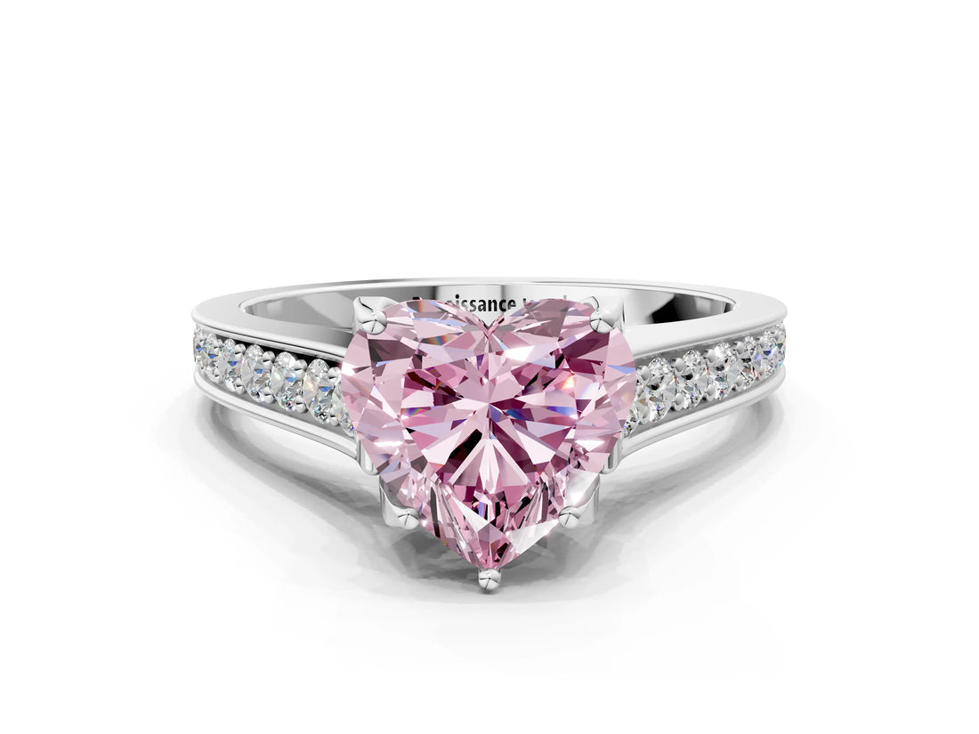 White gold Fancy Pink Heart  Brilliant Cut Diamond Engagement Ring with Pavé Band and Four-Prong Setting_49