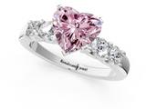 White gold Fancy Pink Heart  Brilliant Cut Diamond Five-Stone Prong Set Engagement Ring with Channel Band_4