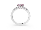 White gold Fancy Pink Heart  Brilliant Cut Diamond Five-Stone Prong Set Engagement Ring with Channel Band_6