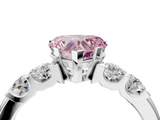 White gold Fancy Pink Heart  Brilliant Cut Diamond Five-Stone Prong Set Engagement Ring with Channel Band_7
