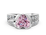 White gold Fancy Pink Heart  Brilliant Diamond Channel Set Wide Band Ring with Bezel Setting_19