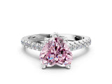White gold Fancy Pink Heart  Brilliant Diamond Solitaire with Pavé Band and Four-Prong Setting 2