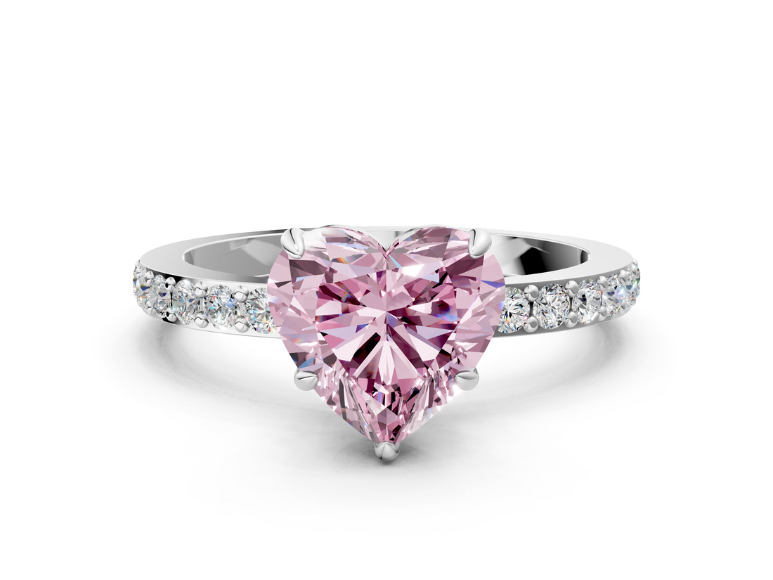 White gold Fancy Pink Heart  Brilliant Pavé Band Solitaire with Four-Prong Setting_41