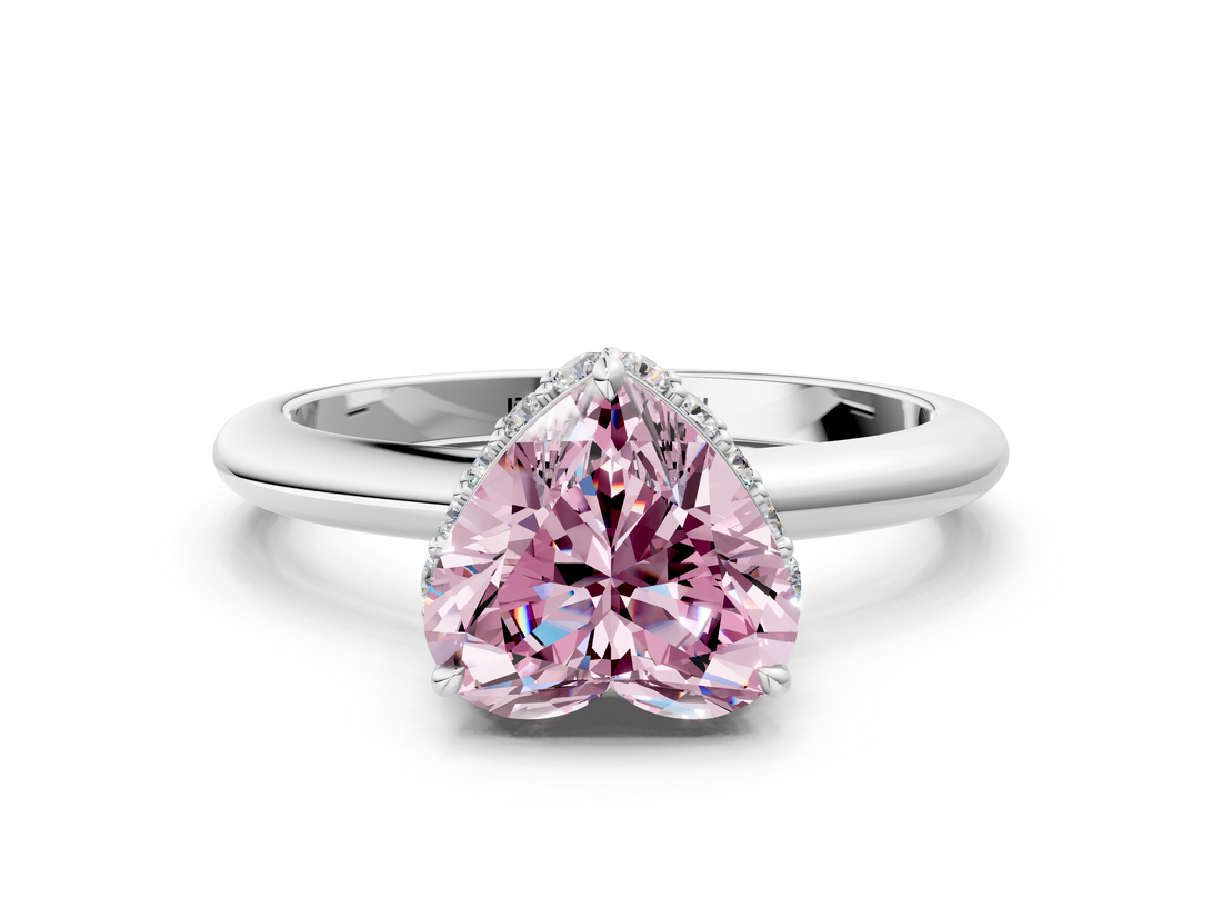 White gold Fancy Pink Heart  Brilliant Solitaire Engagement Ring with Six-Prong Setting and Classic Band_20