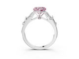 White gold Fancy Pink Heart  Brilliant Solitaire with Leaf Motif Band and Four-Prong Setting_66