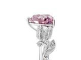 White gold Fancy Pink Heart  Brilliant Solitaire with Leaf Motif Band and Four-Prong Setting_66