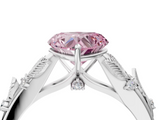 White gold Fancy Pink Heart  Brilliant Solitaire with Leaf Motif Band and Four-Prong Setting_67