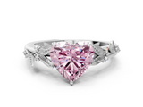 White gold Fancy Pink Heart  Brilliant Solitaire with Leaf Motif Band and Four-Prong Setting_68