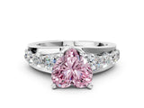 White gold Fancy Pink Heart  Brilliant Solitaire with Side Stones on a Pave Band and Four-Prong Setting_24