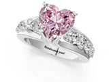White gold Fancy Pink Heart  Brilliant Solitaire with Side Stones on a Pave Band and Four-Prong Setting_25