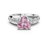 White gold Fancy Pink Heart  Brilliant Solitaire with Side Stones on a Pave Band and Four-Prong Setting_61