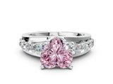 White gold Fancy Pink Heart  Brilliant Solitaire with Side Stones on a Pave Band and Four-Prong Setting_72