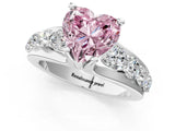 White gold Fancy Pink Heart  Brilliant Solitaire with Side Stones on a Pave Band and Four-Prong Setting_73