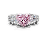 White gold Fancy Pink Heart  Cluster Diamond Engagement Ring with Pavé Band and Four-Prong Setting_94