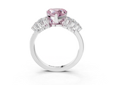 White gold Fancy Pink Heart  Cluster Diamond Engagement Ring with Pavé Band and Four-Prong Setting_95