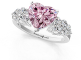 White gold Fancy Pink Heart  Cluster Diamond Engagement Ring with Pavé Band and Four-Prong Setting_95