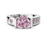 White gold Fancy Pink Heart Cut Brilliant Channel-Set Diamond Ring with Bezel Prong Setting_12