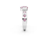 White gold Fancy Pink Heart Cut Brilliant Channel-Set Diamond Ring with Bezel Prong Setting_14
