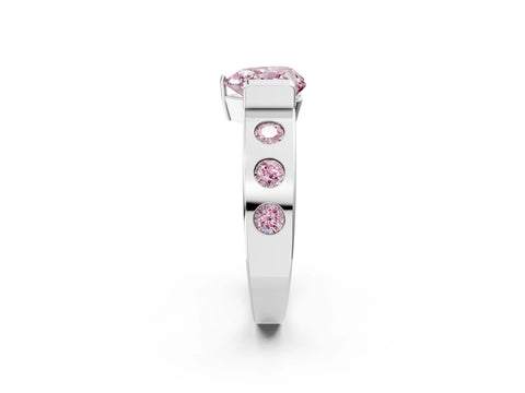 White gold Fancy Pink Heart Cut Brilliant Channel-Set Diamond Ring with Bezel Prong Setting_14