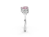 White gold Fancy Pink Heart Cut Brilliant Diamond Cluster Accent Solitaire Ring with Prong Setting_26
