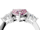 White gold Fancy Pink Heart Cut Brilliant Diamond Cluster Accent Solitaire Ring with Prong Setting_28