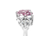 White gold Fancy Pink Heart Cut Brilliant Diamond Cluster Accent Solitaire Ring with Prong Setting_29