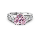 White gold Fancy Pink Heart Cut Brilliant Diamond Pavé Band with Six-Prong Setting_12