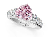 White gold Fancy Pink Heart Cut Brilliant Diamond Pavé Band with Six-Prong Setting_13