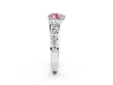 White gold Fancy Pink Heart Cut Brilliant Diamond Pavé Band with Six-Prong Setting_14