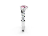White gold Fancy Pink Heart Cut Brilliant Diamond Pavé Band with Six-Prong Setting_14