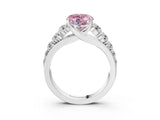 White gold Fancy Pink Heart Cut Brilliant Diamond Pavé Band with Six-Prong Setting_15