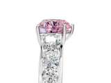 White gold Fancy Pink Heart Cut Brilliant Diamond Pavé Band with Six-Prong Setting_17