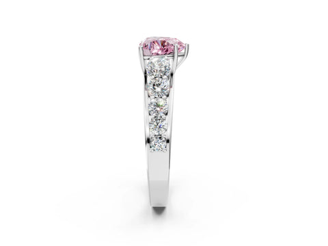 White gold Fancy Pink Heart Cut Brilliant Diamond Pavé Band with Six-Prong Setting_2