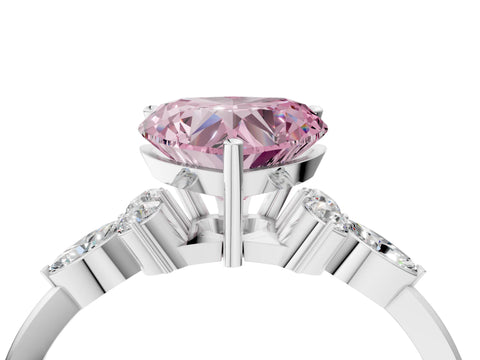 White gold Fancy Pink Heart Cut Brilliant Diamond Solitaire Ring with Pear Side Stones and Four-Prong Setting_10