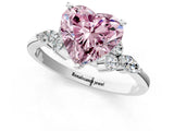 White gold Fancy Pink Heart Cut Brilliant Diamond Solitaire Ring with Pear Side Stones and Four-Prong Setting_7