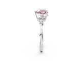 White gold Fancy Pink Heart Cut Brilliant Diamond Solitaire Ring with Pear Side Stones and Four-Prong Setting_8
