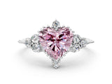 White gold Fancy Pink Heart Cut Brilliant Diamond with Cluster Setting on a Beaded Band and Four-Prong Setting_18