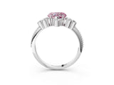 White gold Fancy Pink Heart Cut Brilliant Diamond with Cluster Setting on a Beaded Band and Four-Prong Setting_21