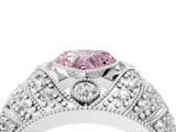 White gold Fancy Pink Heart Cut Brilliant Halo Pave Diamond Milgrain Ring_4