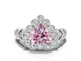 White gold Fancy Pink Heart Cut Brilliant Milgrain Pave Heart Band Solitaire Ring_12