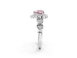White gold Fancy Pink Heart Cut Brilliant Milgrain Pave Heart Band Solitaire Ring_14