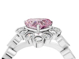White gold Fancy Pink Heart Cut Brilliant Milgrain Pave Heart Band Solitaire Ring_16