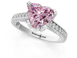 White gold Fancy Pink Heart Cut Brilliant Split Shank Pave Solitaire Ring with Four-Prong Setting_1
