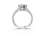 White gold Fancy Pink Heart Cut Brilliant Split Shank Pave Solitaire Ring with Four-Prong Setting_3