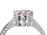 White gold Fancy Pink Heart Cut Brilliant Split Shank Pave Solitaire Ring with Four-Prong Setting_4