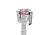 White gold Fancy Pink Heart Cut Brilliant Split Shank Pave Solitaire Ring with Four-Prong Setting_5