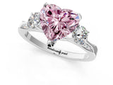 White gold Fancy Pink Heart Cut Brilliant Three-Stone Diamond Ring with Pavé Band and Four-Prong Setting_16