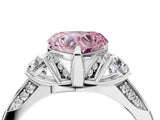 White gold Fancy Pink Heart Cut Brilliant Three-Stone Diamond Ring with Pavé Band and Four-Prong Setting_19