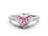 White gold Fancy Pink Heart  Cut Cathedral Pave Diamond Engagement Ring with Six-Prong Setting_32