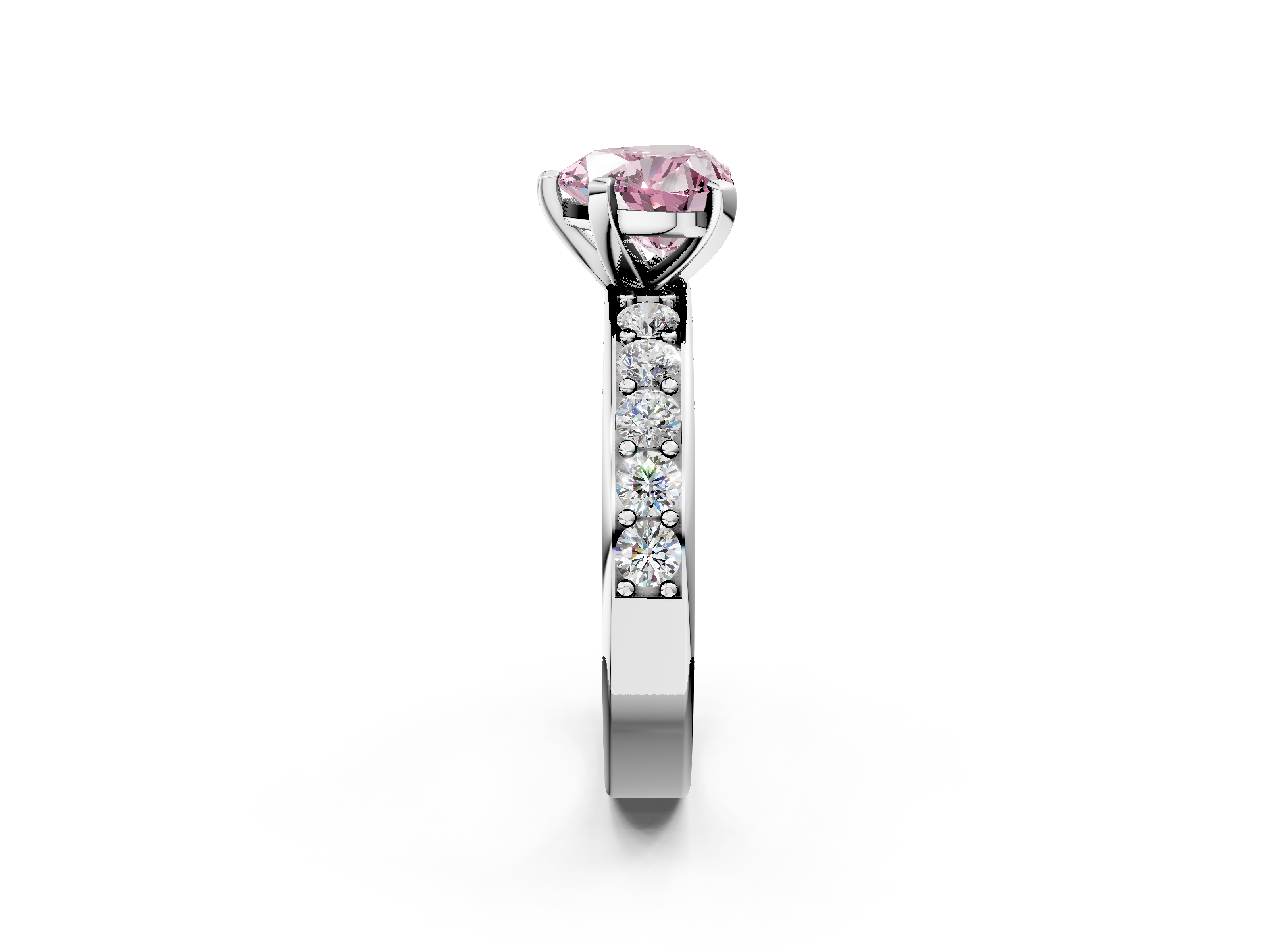White gold Fancy Pink Heart  Cut Channel Set Diamond Engagement Ring with Four-Prong Setting_220